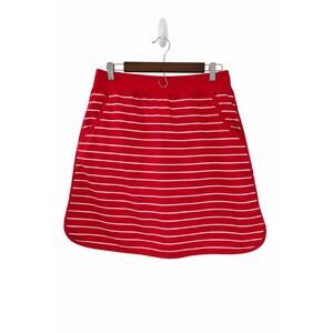 Denim & Co Active Skort Wns Med RedWhite Stripe Pockets Golfcore Coastal Prep